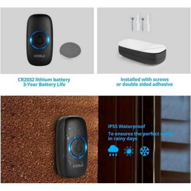 BEL RUMAH KERUI M523 Bel Pintu Rumah Wireless Hanya Reciever