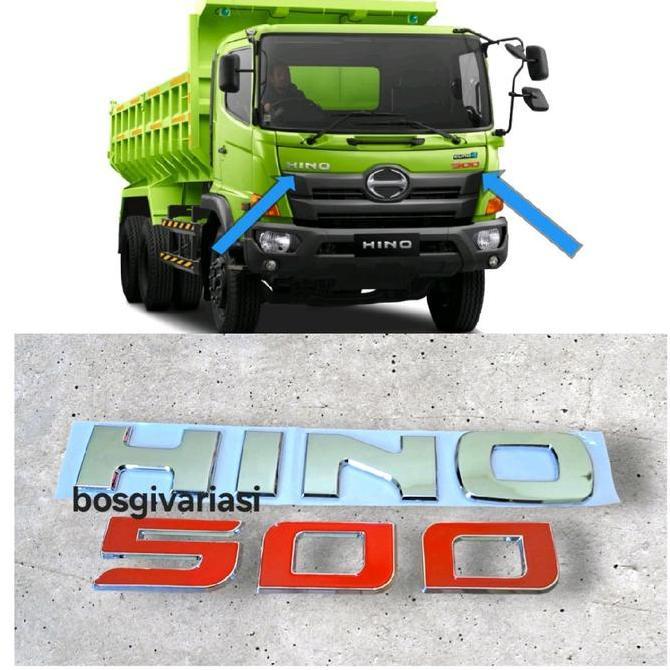 Emblem hino 500 timbul chrome / emblem tulisan hino 500 sudah ada prekatnya / emblem logo hino 500 S