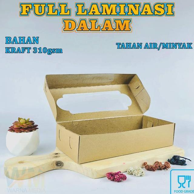 Isi 50Pcs Kotak Dus Brownies 24X10X5 Box Bolen Kraft Kardus Kue Brownies Kardus Donatbox Kuebox Piek