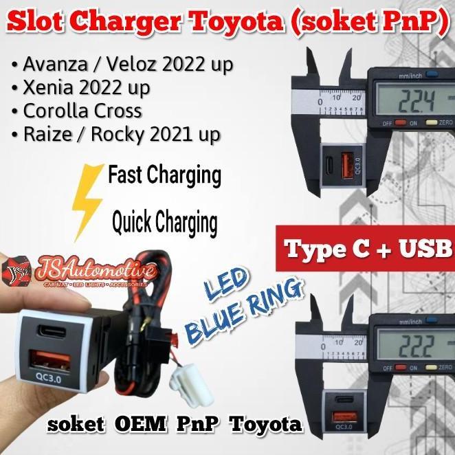 NEW Car Charger Cas Casan HP di Mobil Type-C + USB QC3.0 Fast Charging tanpa kupas kabel OEM PnP Toy