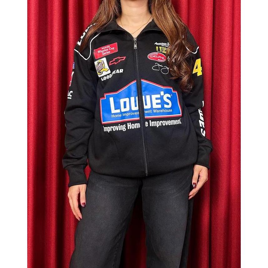 Promo Jaket Nascar Sablon Racing Lowes Vintage Jaket Ridding Racing Black Jaket Sunmori Ziper COD