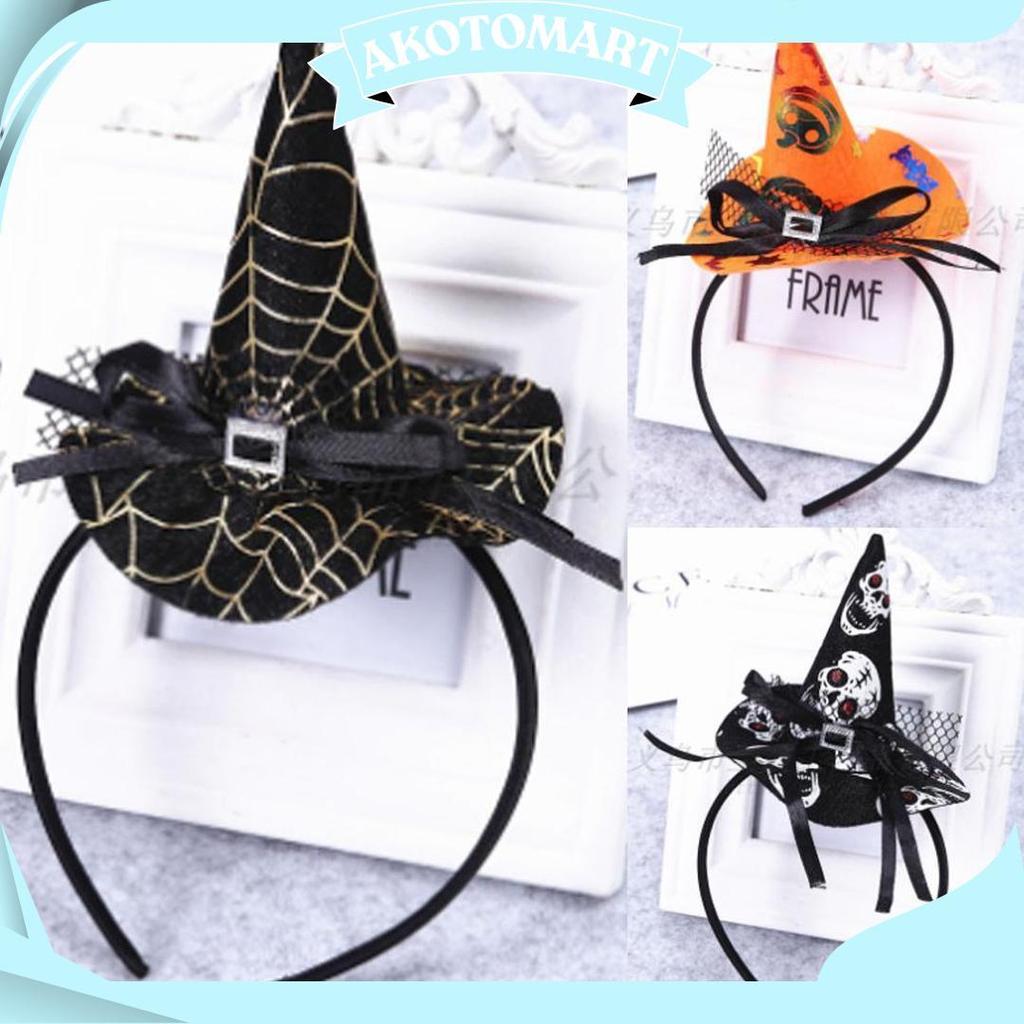 Bando Topi Penyihir Nenek Sihir Hair Band Witch Spider Hairband Halloween Cosplay Gothic Ori