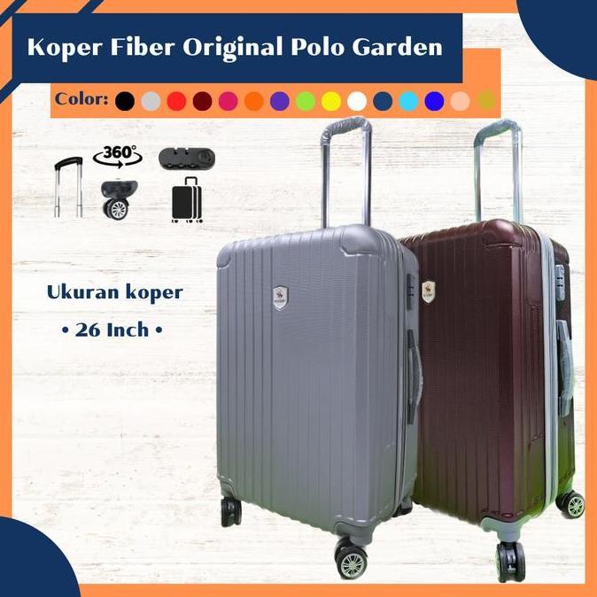 TERBARU - Koper fiber polos resleting Polo Garden 26 inch ungu