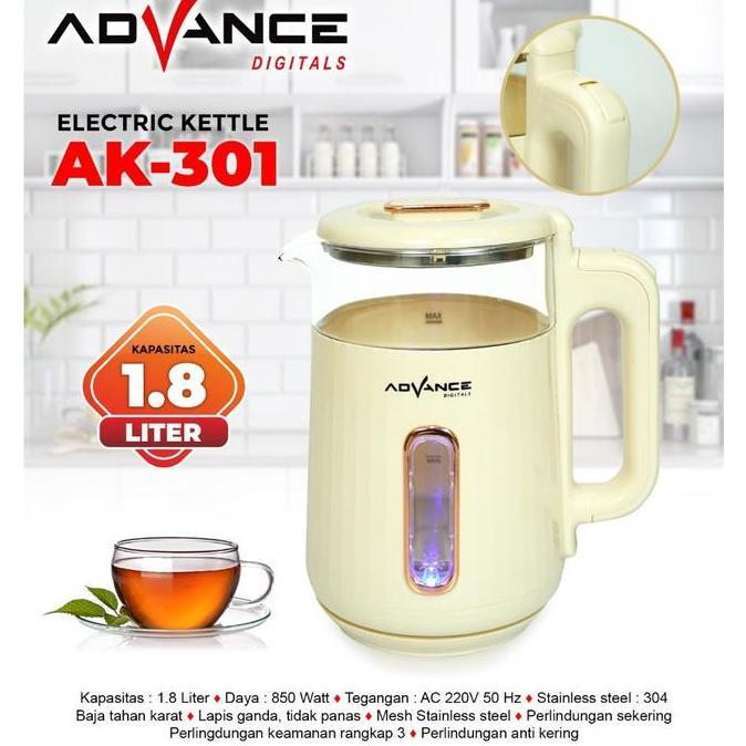 Kettle Advance AK-301 Teko Listrik Kaca Serbaguna Pemanas Air