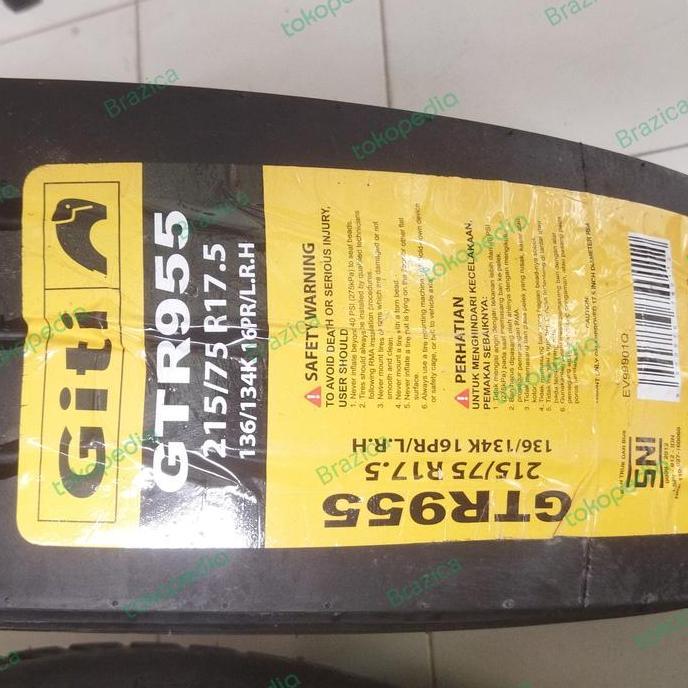 Bnr Ban Truk Tubeless Giti 215 / 75 R17.5 Gtr955 215 75 17.5