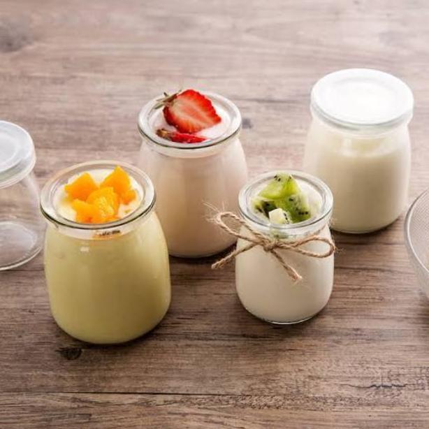 Jar Botol Pudding / Jar Toples ASI Pudding Yogurt Dessert Tutup Plastik Botol Kaca Penyimpanan
