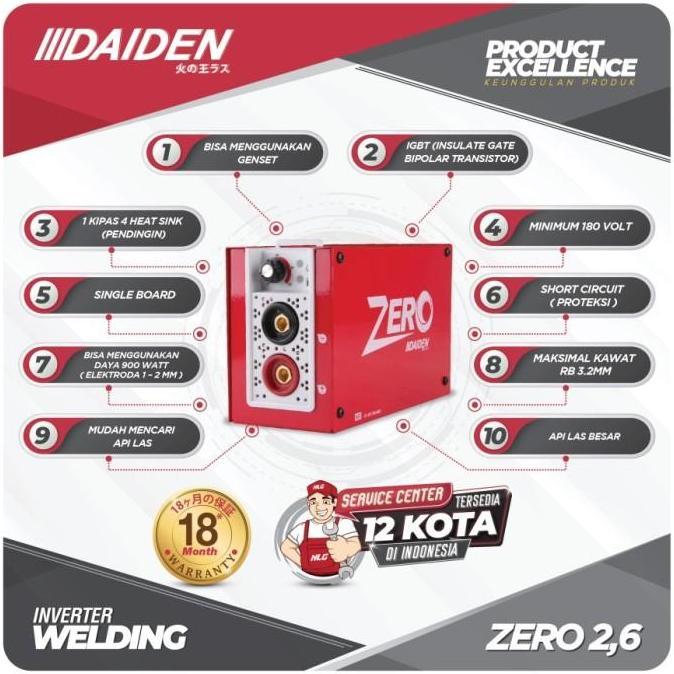 Promo Daiden Mesin Las Mmai 100A Zero 2,6 Mesin Trafo Las Inverter Mmai 100 A Cod