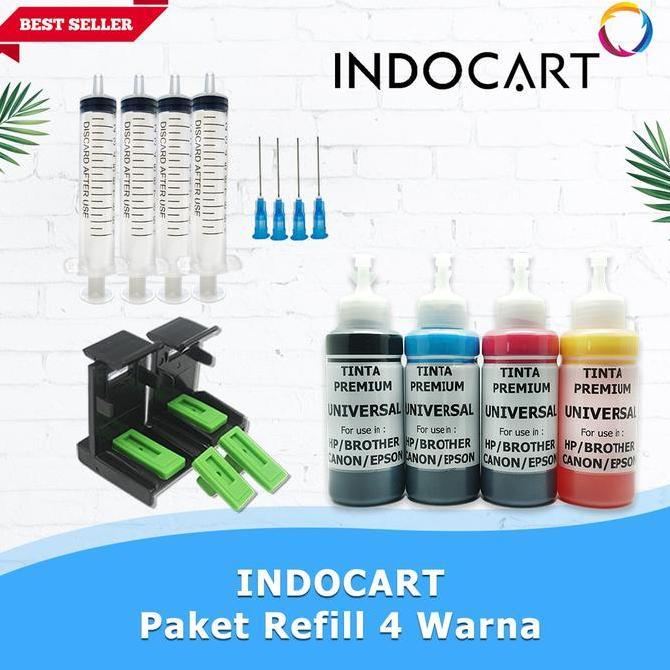 INDOCART Paket Tinta Refill utk Printer HP Canon+Clip