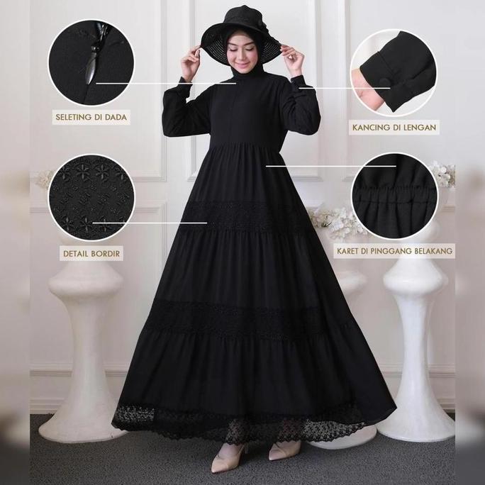 BAJU GAMIS HITAM POLOS / GAMIS CERUTY HITAM / BAJU HITAM POLOS TH