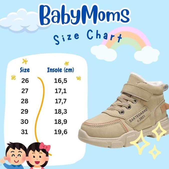 BABYMOMS - FREEBOX SEPATU SNEAKERS BOOTS ANAK LAKI LAKI FASHION KIDS SHOES MARTIN BBSA014 Kaki HS