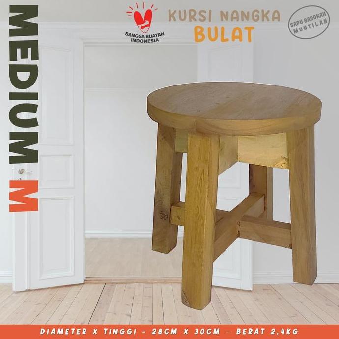 Kursi Bangku Jongkok / Dingklik Kayu Nangka Tipe Bulat Medium GAN