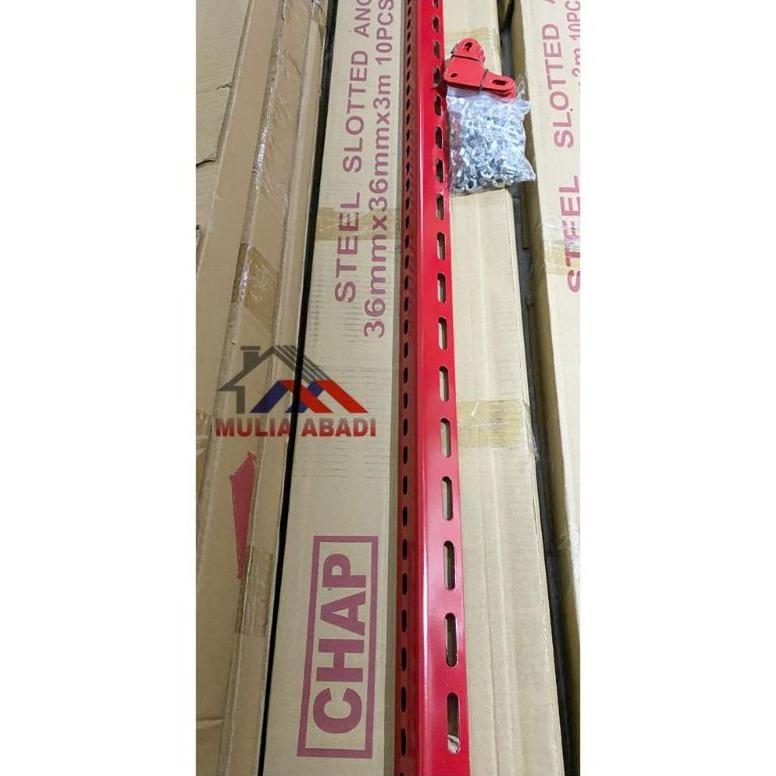 besi siku lubang 1.3mili CHAP MERAH /Siku Lobang Besi Merah TERMURAH