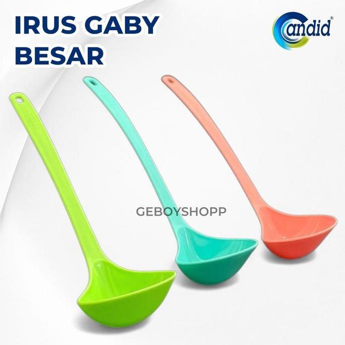 [Paket 12Pcs] Candid Irus Gaby Besar / Centong Sayur / Sendok Sup Plastik Foodgrade Pp5