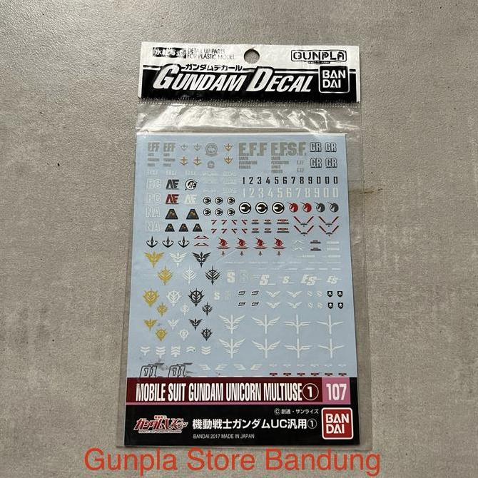 Bandai water slide decal Mobile Suit Gund4m Unicorn Multiuse 107 for RG HG 1/144