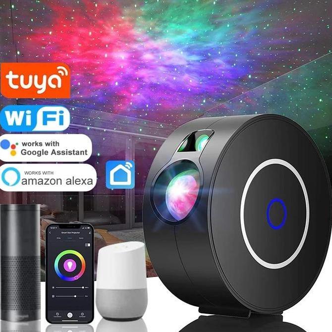 Promo Tuya Wifi Smart Aurora Galaxy Star Projector Night Light Alexa Voice Cod