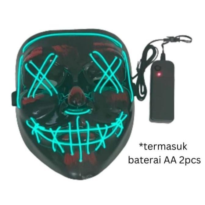The Purge Anonymous V for Vendetta led mask/topeng Halloween tengkorak hacker warna lampu 3mode