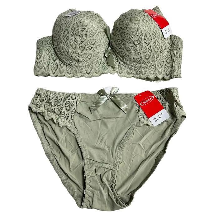 Promo Bra bh SET CD SOREX WANITA setelan CELANA DALAM CUP B ada lawat berbusa kait 3 34-38 COD