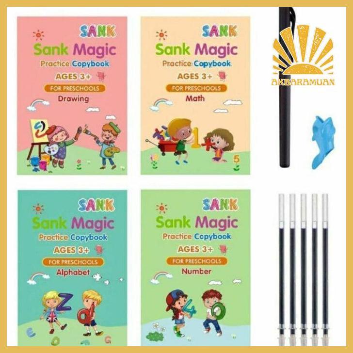 HRN-813 Terbaru Sank magic practice book 1 set buku edukasi anak TK PG belajar menulis Buku belajar 