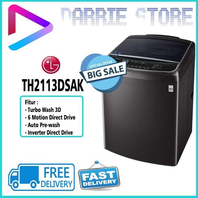 TERLARIS - LG TH2113DSAK MESIN CUCI 13 KG WASHER TH2113 2113DSAK TH-2113DSAK