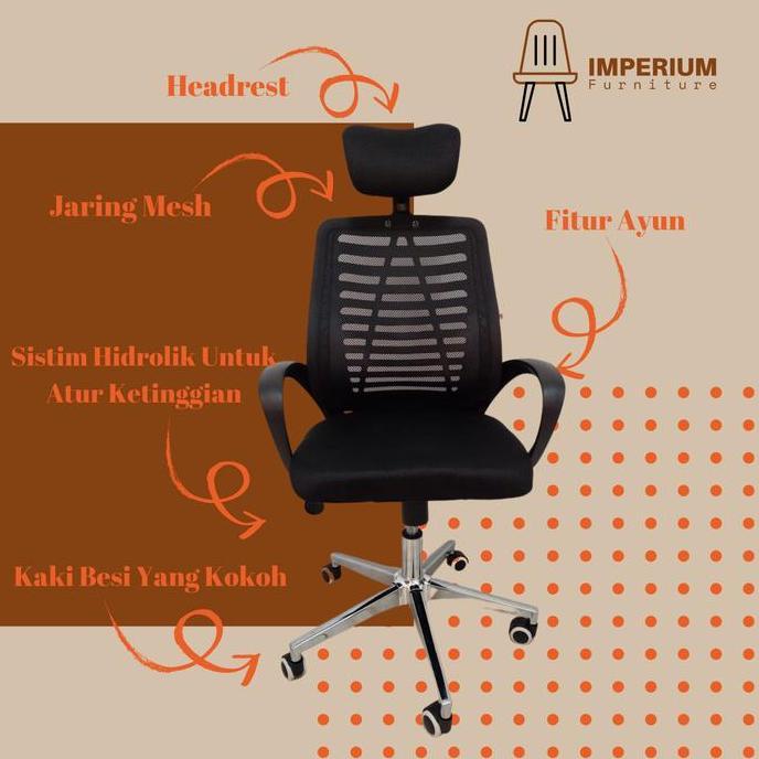 Promo Kursi Kantor / Kursi Kantor Jaring / Kursi Putar / Kursi Putar Jaring / Kursi Kantor Headrest 