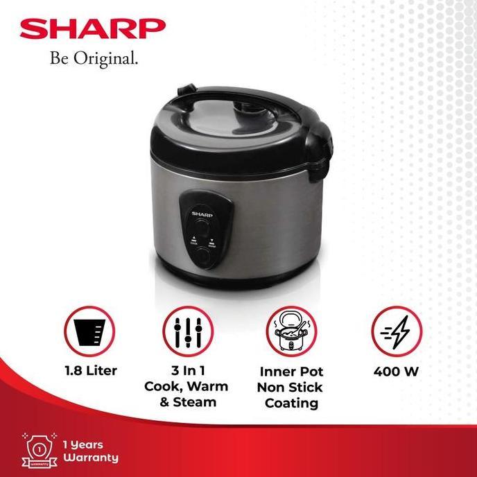 Sharp Cookwear KS-N18MG-SL Rice Cooker Silver 1.8 Liter 400 Watt HT