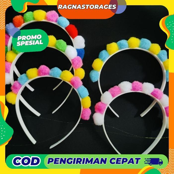 NI06 hj-43 Big Sale BANDO POMPOM BANDO ANAK BANDO DEWASA BANDO LUCU UNIK BANDANA POMPOM IKAT KEPALA 