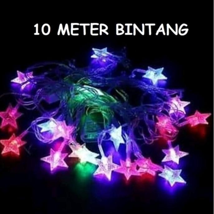 Promo Lampu Natal Bintang 10 Meter Rainbow / Lampu Hias / Lampu Led Dekor Cod