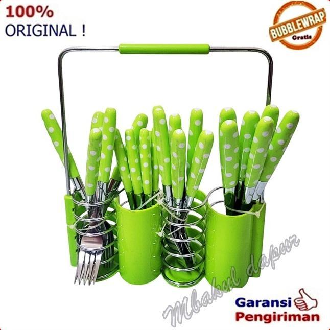 Sendok Set Polkadot Sendok Garpu Set Sendok Stainless Set Sendok Makan Plus Rak Weston WSS 01 Sendok
