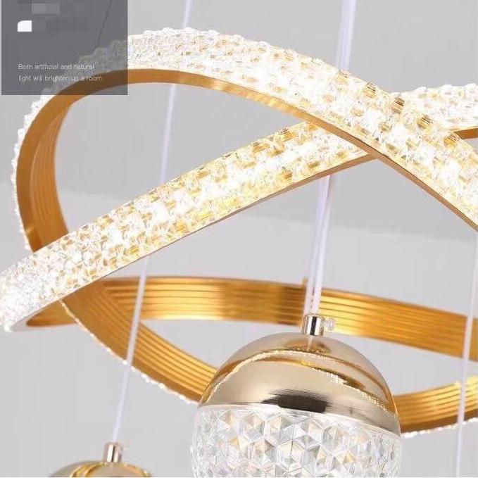 Kristal Lampu Gantung LED  Nordik Tiga Warna proyeksi Minimalisme  chandelier Ruang Makan ruang tamu