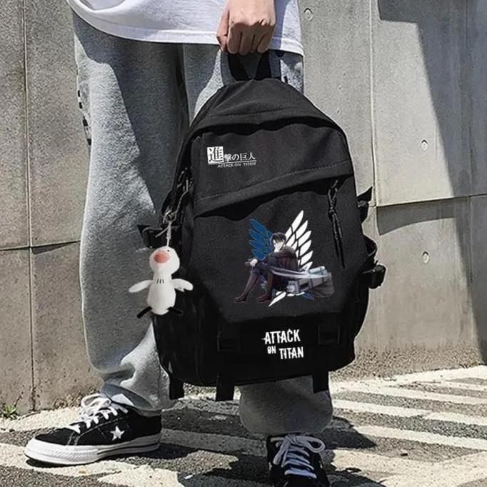 RANSEL PUNGGUNG NILON SEKOLAH TAS ANIME AOT BACKPACK WANITA PRIA