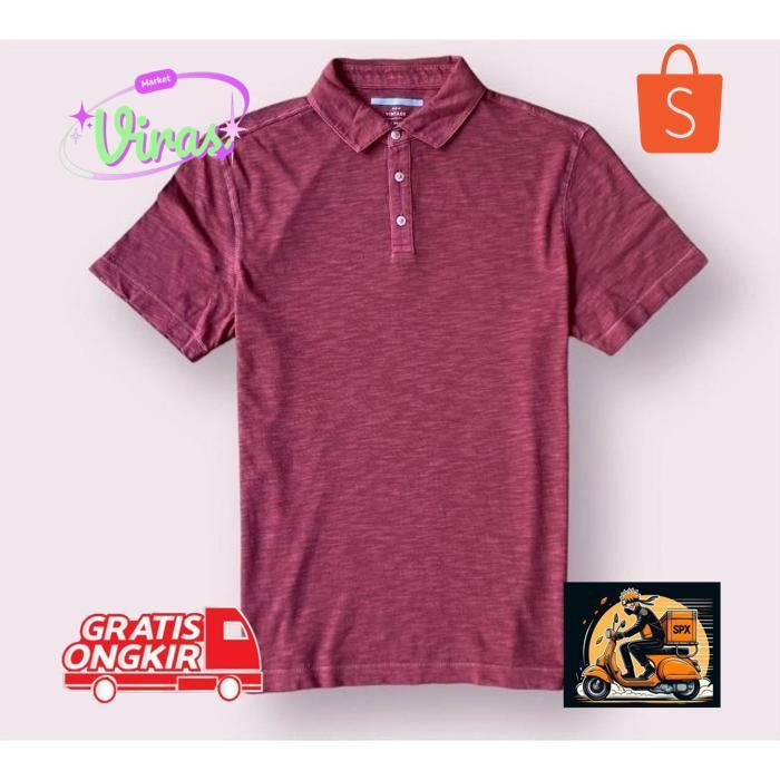 TU26 Ew64 POLO SHIRT VINTAGE SLUB COTTON / KAOS POLO KERAH POLOS ADEM ORIGINAL SISA EXPORT Hemat Ber