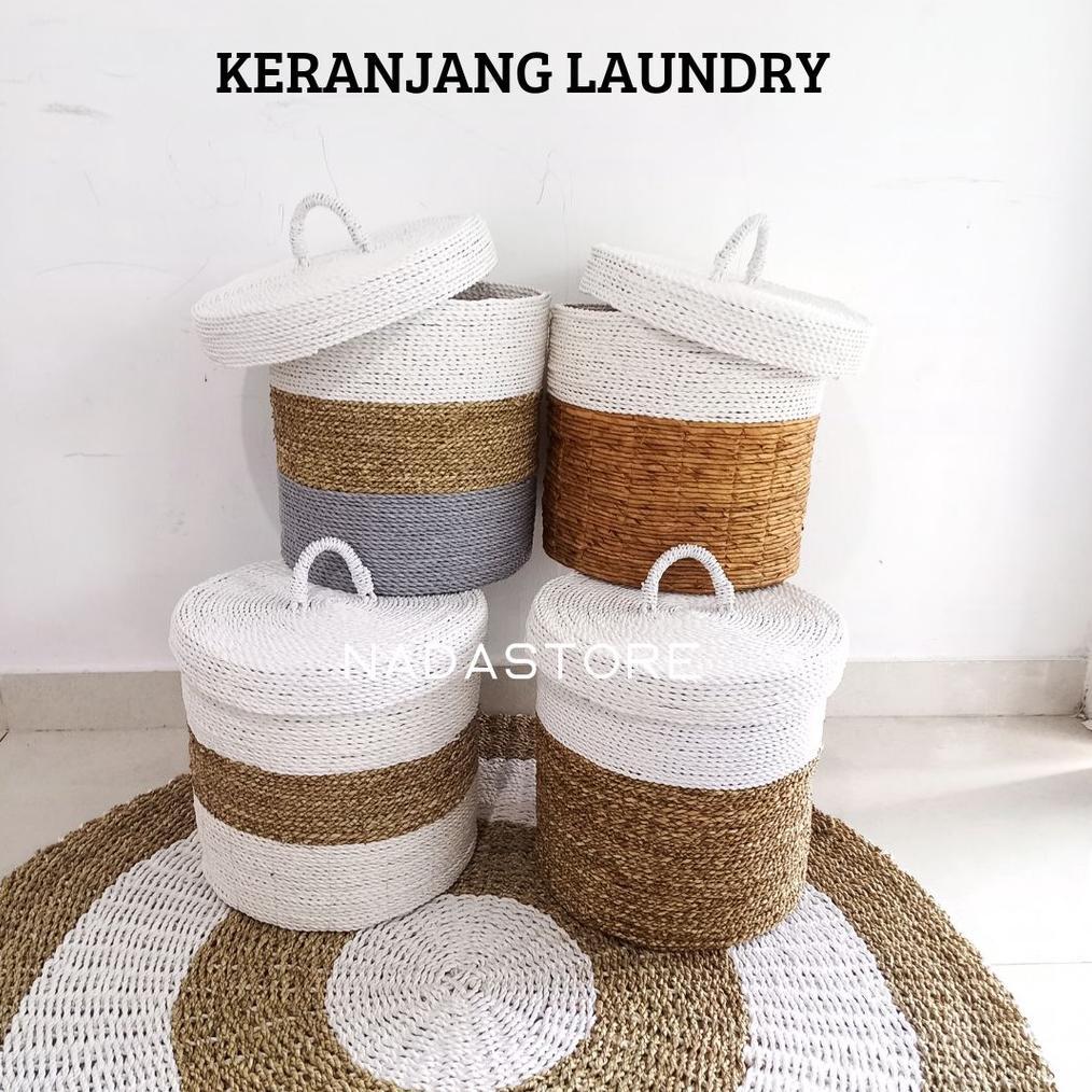 KERANJANG LAUNDRY SEAGRASS TUTUP / SEAGRASS LAUNDRY BASKET Keranjang Laundry