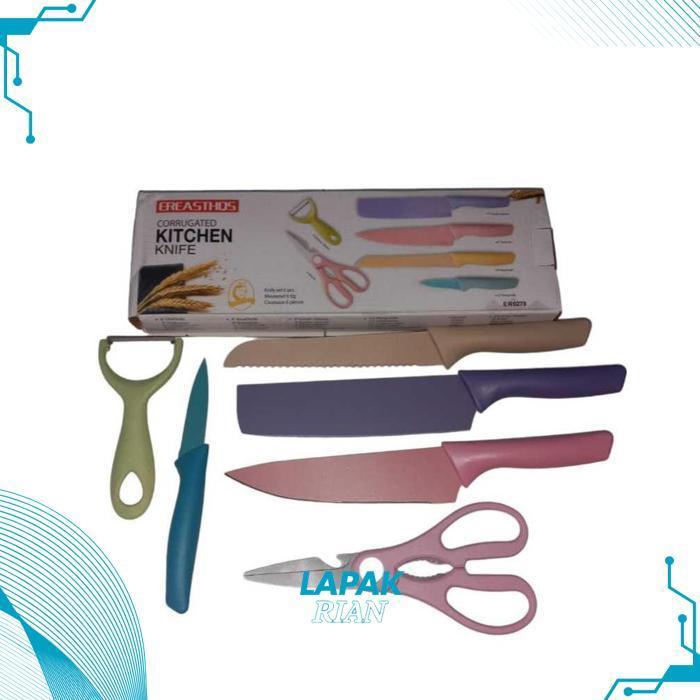 Or42 fth- Pisau Set jerami 6in1 gandum elegan cantik pisau colorfull evcriverh kitchen knife Sale Or