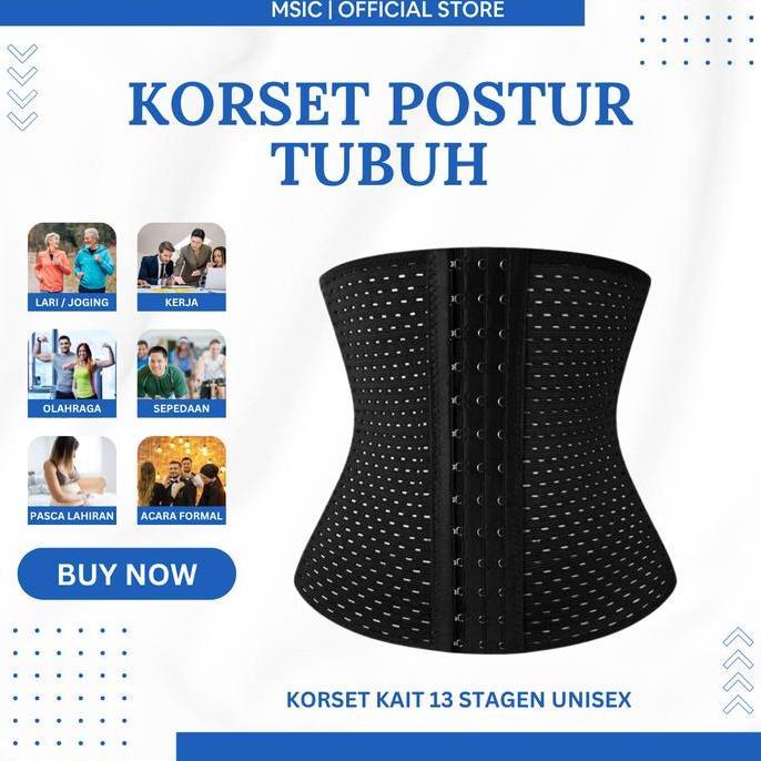 Promo Korset Pria Pelangsing Perut Buncit Kualitas Premium 13 Kait Original korset  Olahraga COD