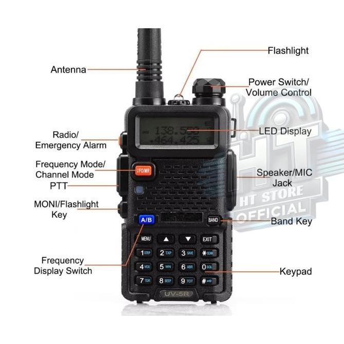 Promo HT Baofeng Ori UV5R Dual Dislpay Jarak Jauh - Walkie Talkie Baufeng 5W/8W 128CH DualBand UHF/V