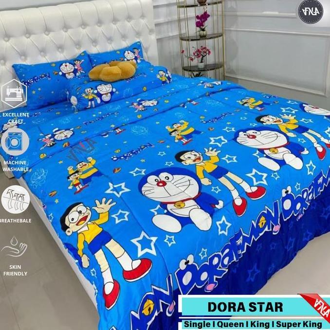 Bedcover Set Anak Karakter Doraemon/Bedcover+Sprei Motif Gambar Seri Karakter Doraemon