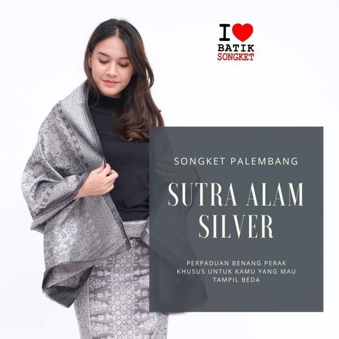 Songket Palembang Alam Silver Kain Bawahan Kebaya Batiksongket