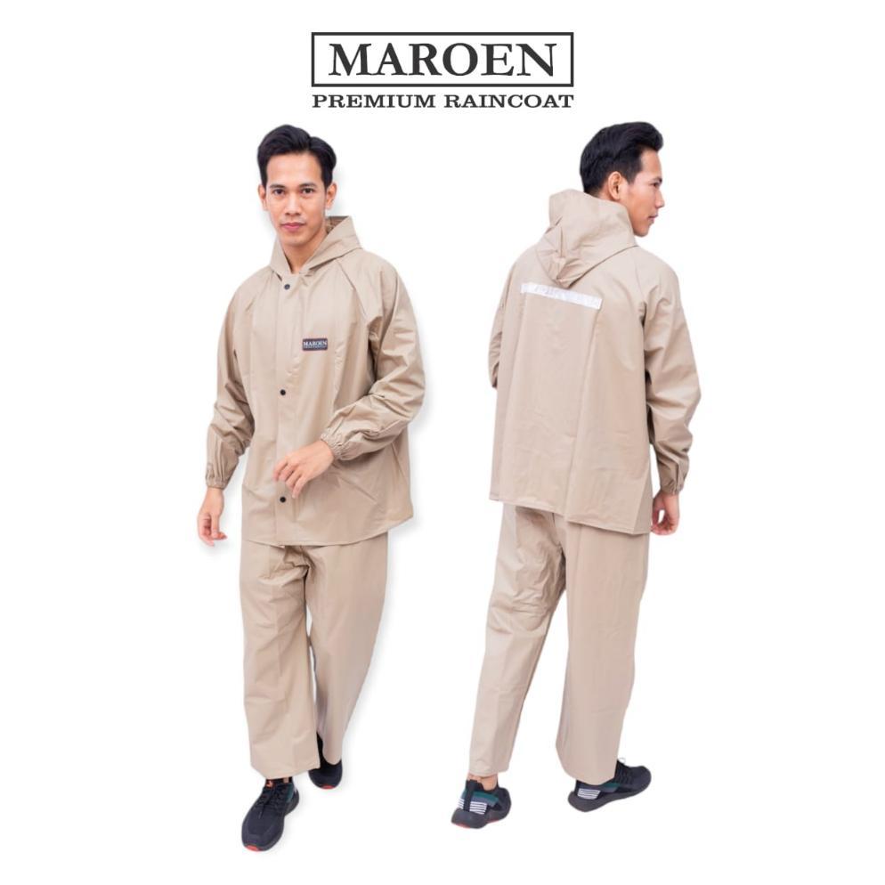 JAS HUJAN WANITA PRIA BY MAROEN ORIGINAL RAINCOAT SETELAN BAJU CELANA BAHAN TEBAL PVC 0.25 MURAH GRO