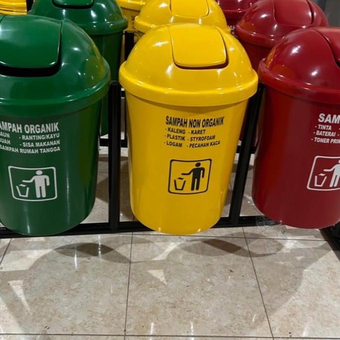 Tempat sampah 3 pilah kapasitas 80 litter, tempat sampah gantung, tempat sampah outdoor GM