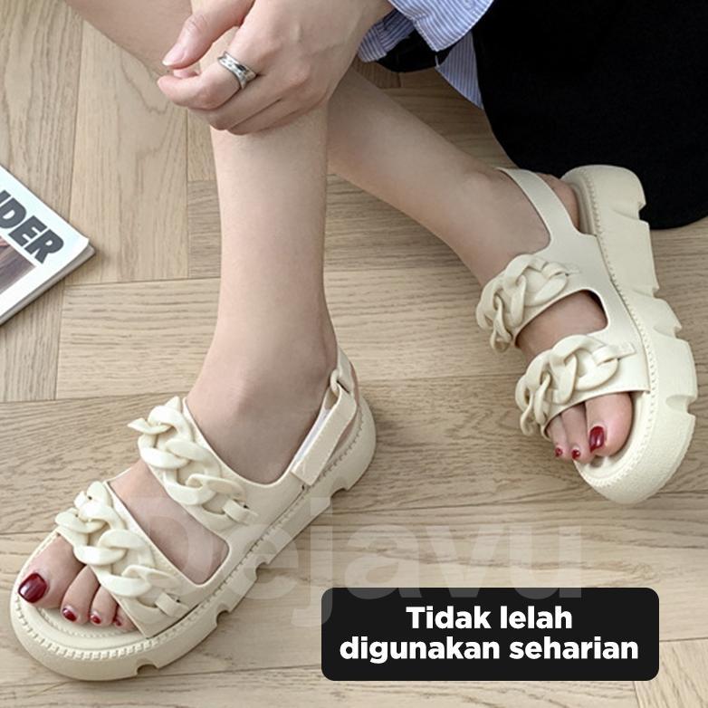 Fn-56 Of14 Jy-56 Dejavu Sandal Fuji Wanita Sandal Wanita Tali Karet Shoes Jelly Wedges Casual Sendal