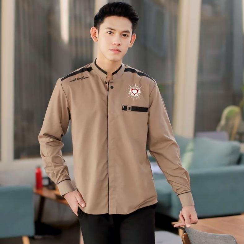 df-8 IQR-914 Baju Koko putih Hati bersinar Lengan panjang Koko Psht Koko Hati Bersinar Rrcloth Murah