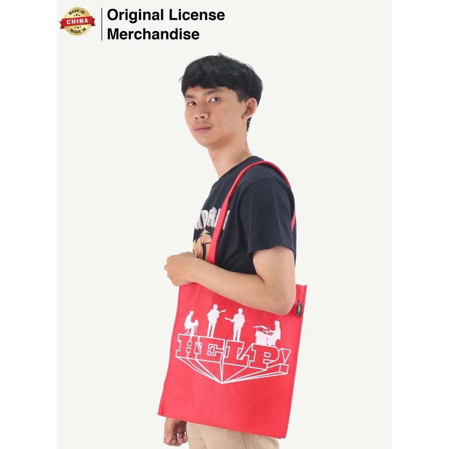 Tas Tote Bag Jinjing Kanvas Wanita Pria Unisex Import Ori BEATLES Help