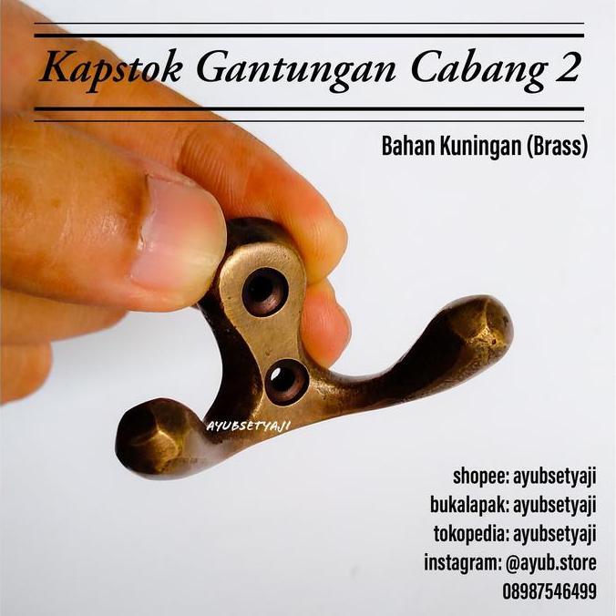 Kapstok gantungan kuningan cabang 2 kapstok unik antik klasik kuno