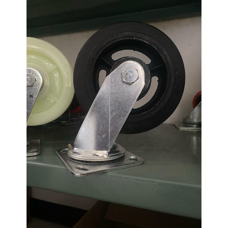 RODA TROLLEY TROLI BESI LAPIS KARET 6 INCH HEAVY DUTY HIDUP/PUTAR MATI/diam Roda Troli