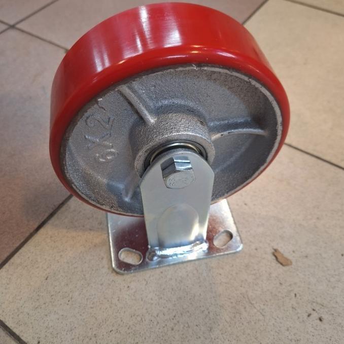 Roda Troli Pu Heavy Duty 6  Inch Plat Mati Roda Troli