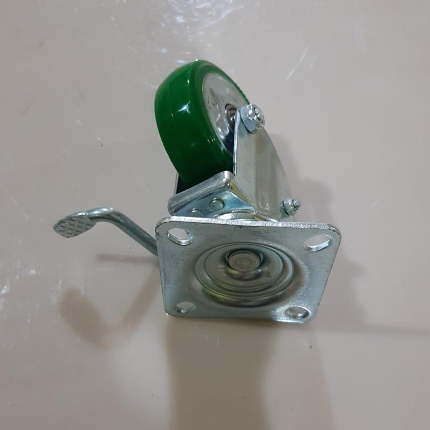 Roda Troley /Rak Pu osaka hijau 4 inch ( rem) Roda Troli