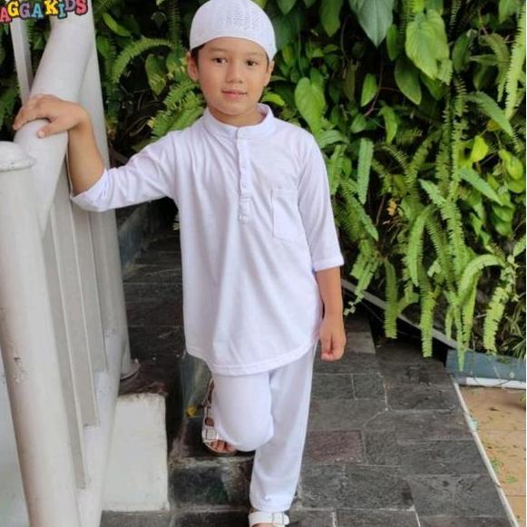 Koko Anak Putih Setelan Celana Raggakids Kr02 Free Peci Setelan Koko Anak Putih Manasik Haji Seragam