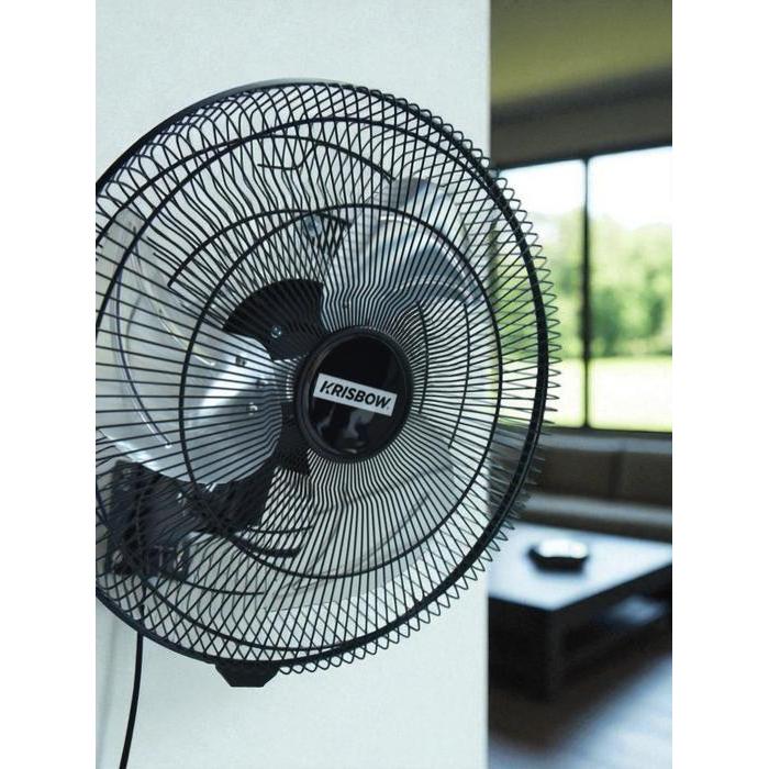 Krisbow 16 inci Kipas Angin Dinding - Hitam Wall Fan Penyejuk Ruangan Kipas Baling Baling