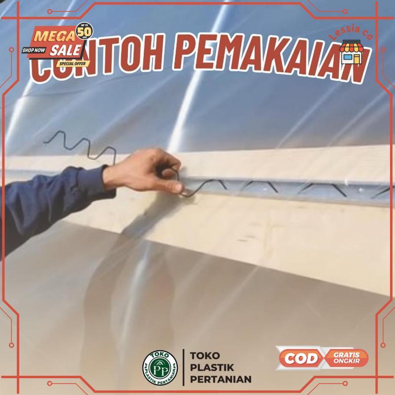 Cuci Gudang Spring Clip 2 Meter Alat Penjepit Plastik UV Green House Klip Hidroponik/Clip Spring Wir