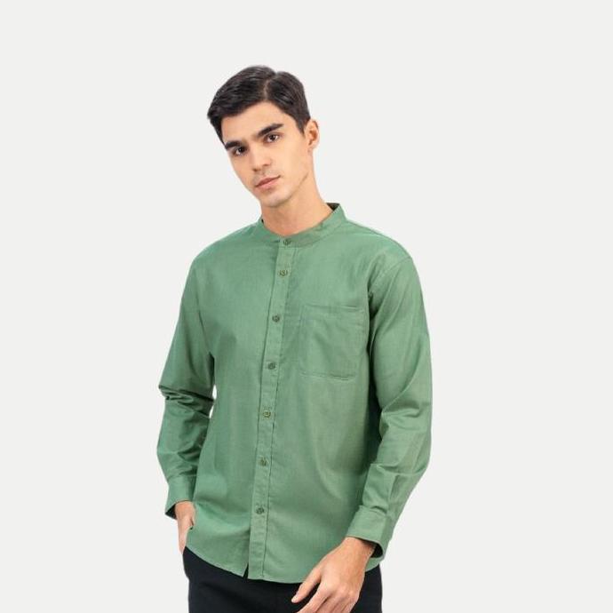 Promo Erigo Shanghai Long Sleeve Basic Fairuz Sage Green - Kemeja Koko Lengan Panjang Unisex COD